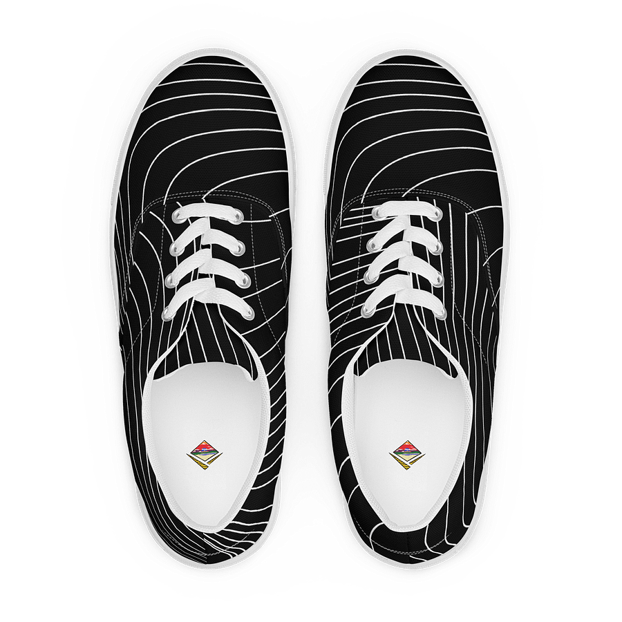 S³ White On Black Abstract Lace-Up Canvas Shoes product image (1)
