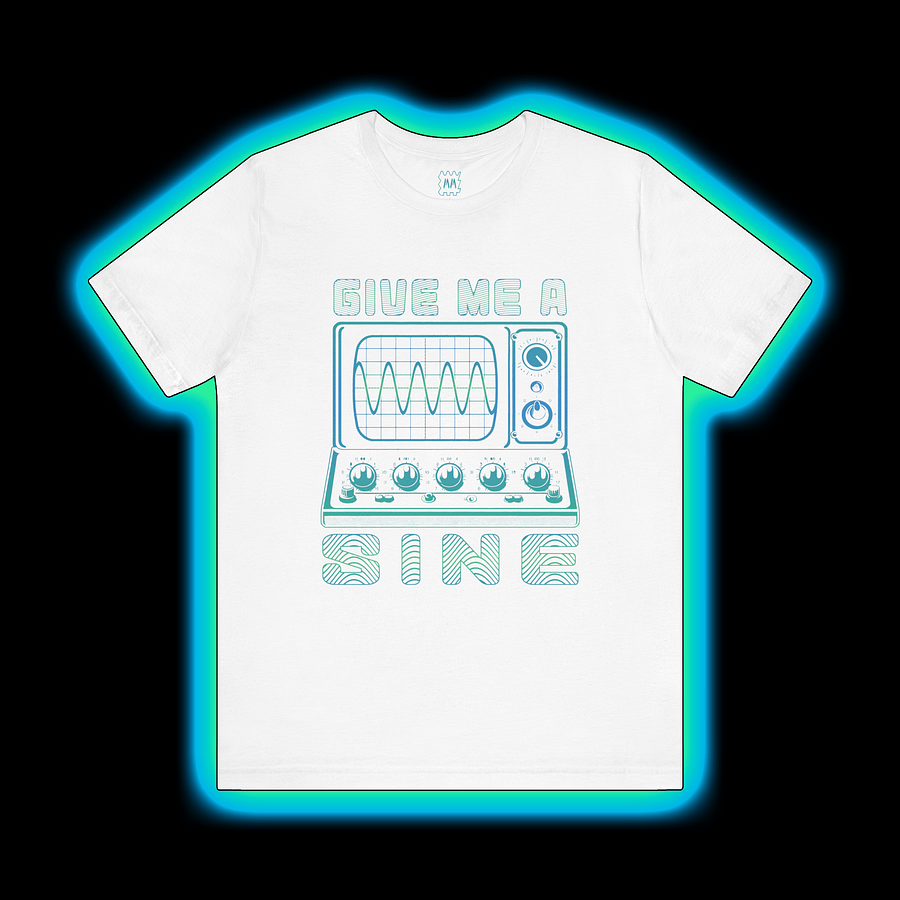 Give Me A Sine - Modular Synthesizer Waveform T-Shirt (CYAN PRINT) product image (1)