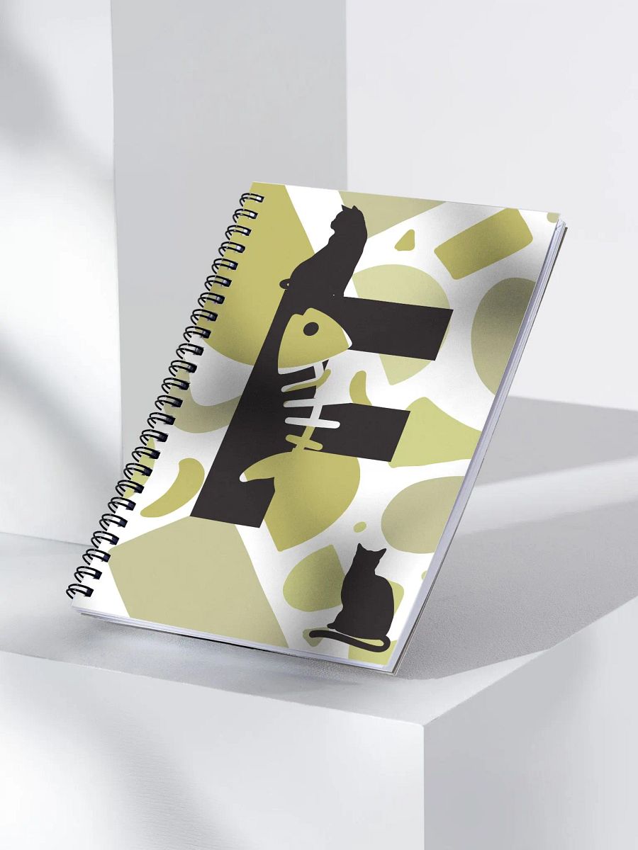 Monogram Letter F Cat Lover Geometric Greens Notebook product image (3)