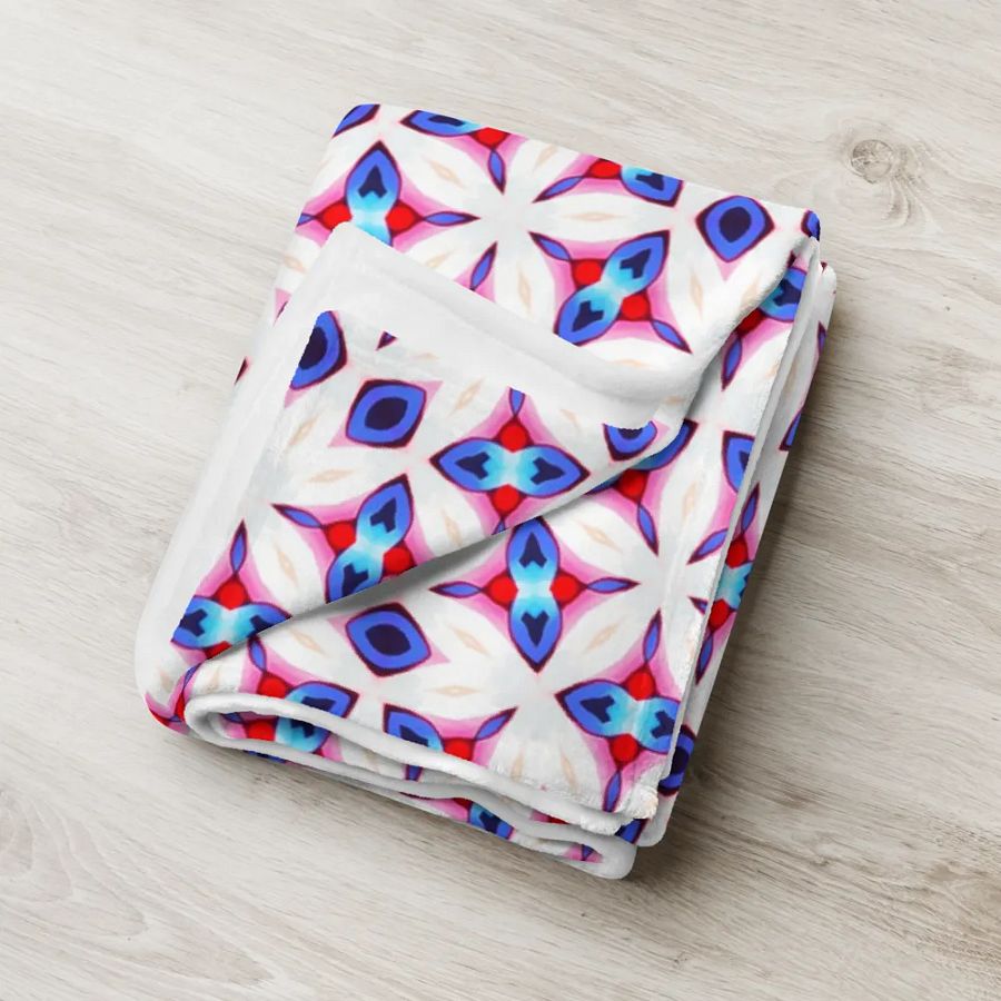 White, Blue & Red Seamless Diamond Patterned Throw Blanket product image (2)