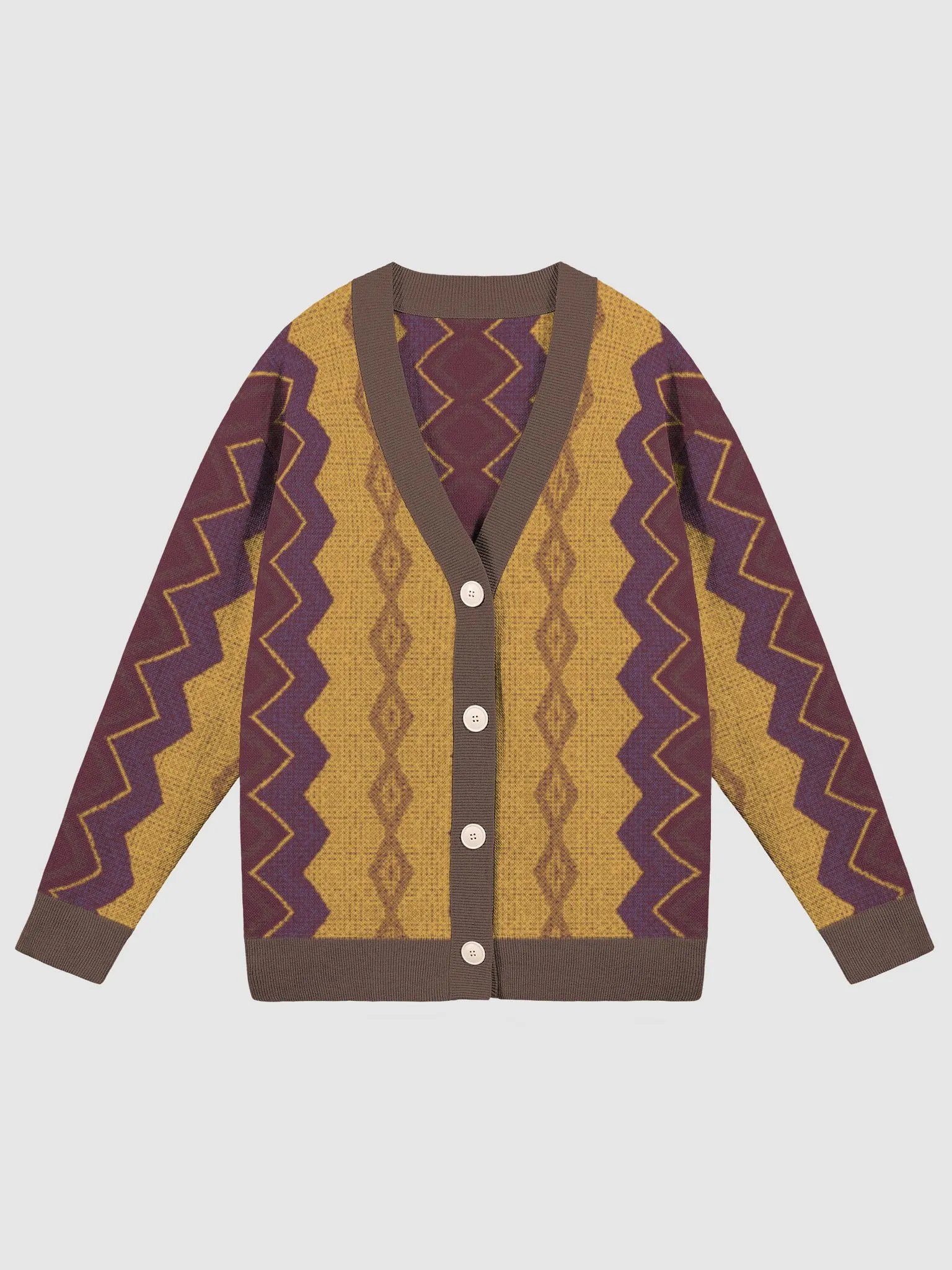 Zigzag Chic Jacquard Knit Cardigan product image (1)