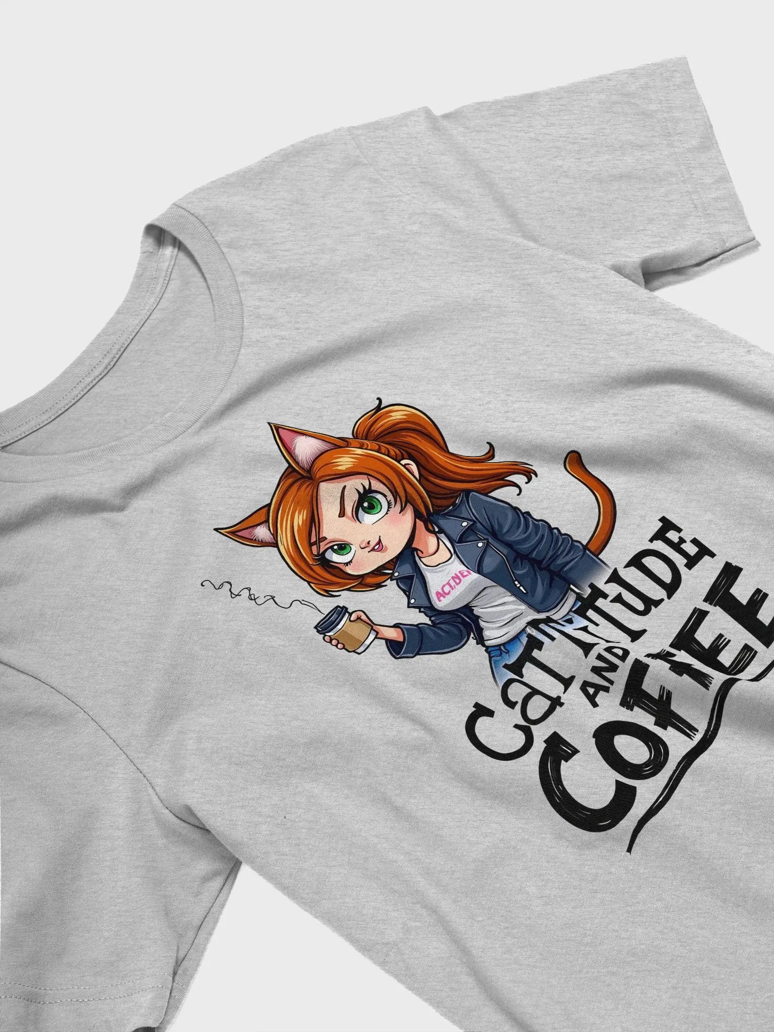 Cat-Titude and Coffee Cartoon T-Shirt product image (25)