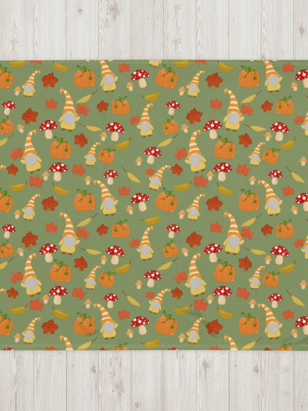 Fall with my Gnomies in Green Throw Blanket product image (3)