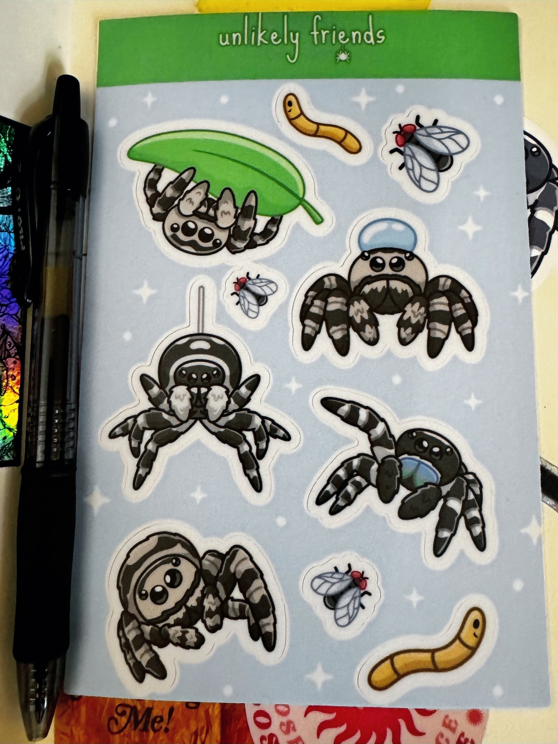 Matte hyllus & regal jumping spider sticker sheet product image (1)