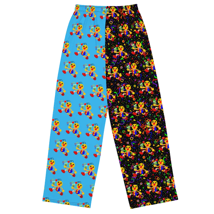 Split Blue and Arcade Boyoyoing Unisex Wide-Leg Pants product image (2)