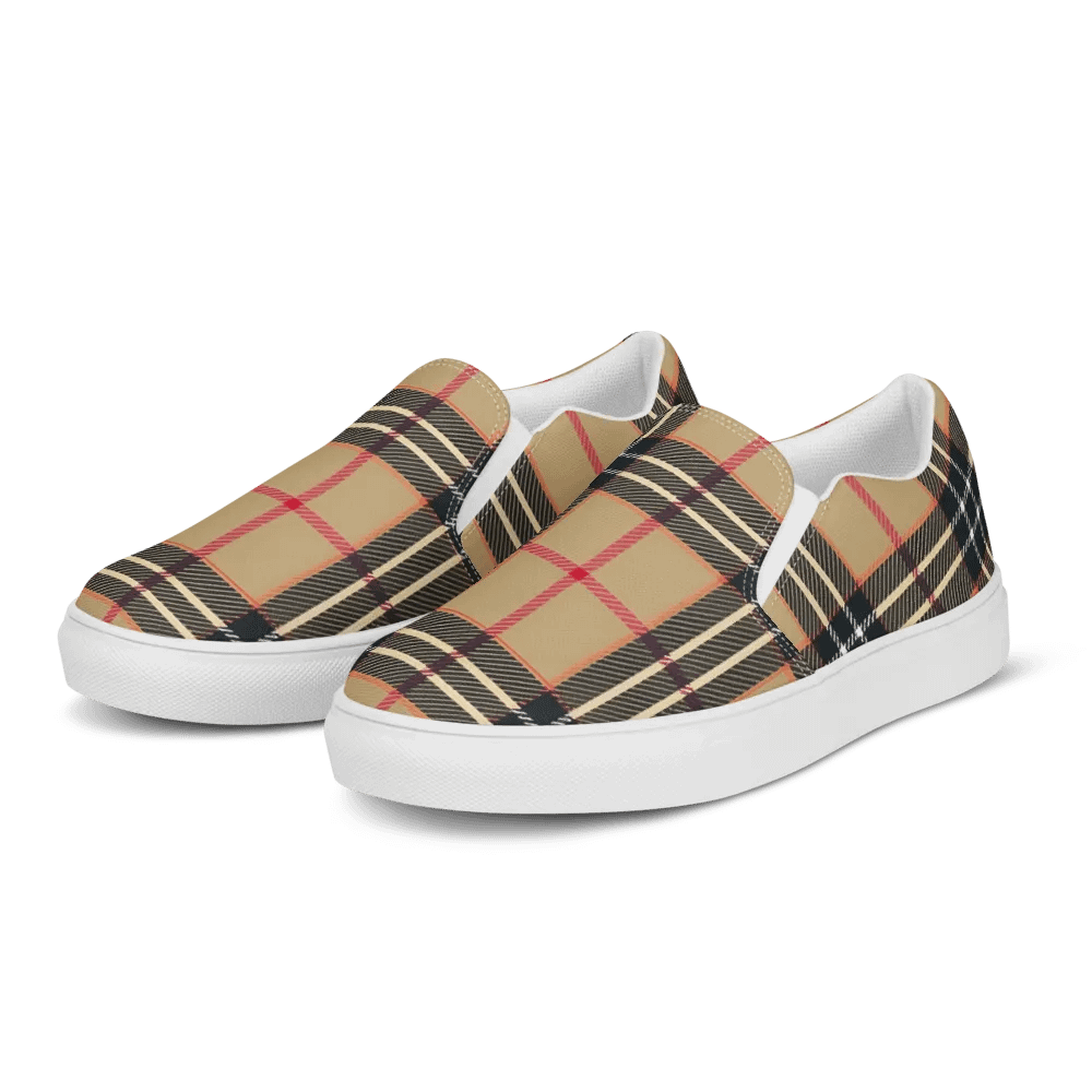 Baige,black,white,red Plaid slip on product image (3)