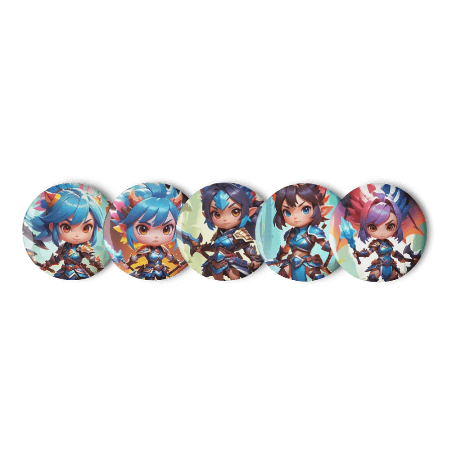 Chibi Monster Warrior Set B - Pin Button Colllection product image (6)