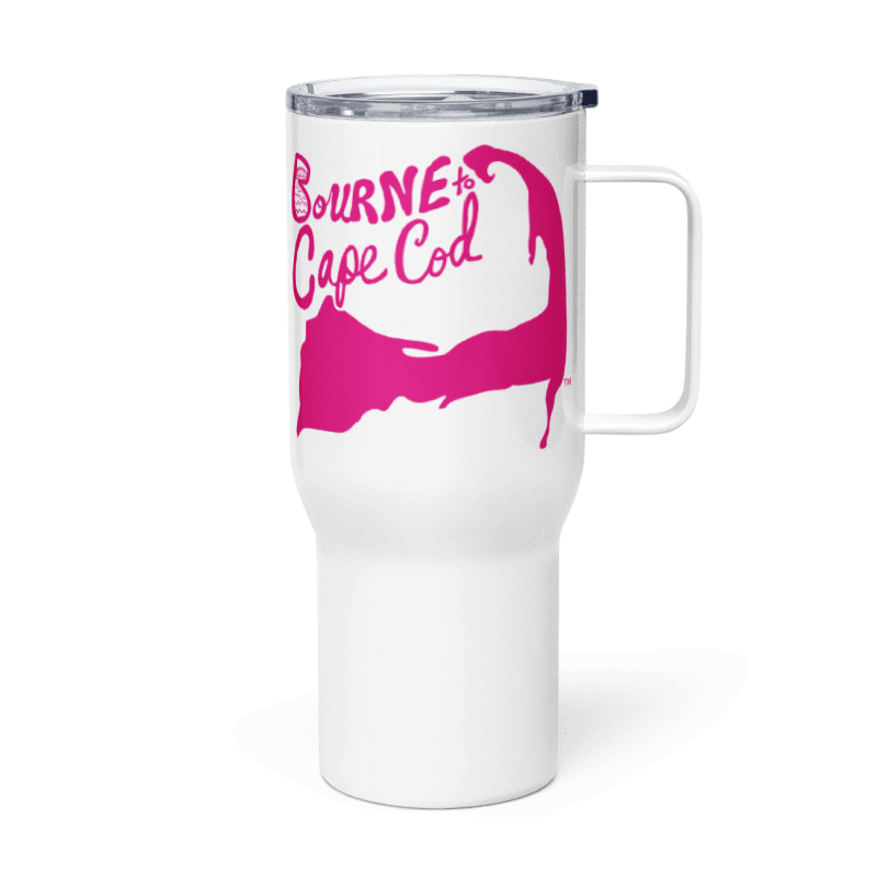 BOURNE to Cape Cod™ | Allcolor 267 | Stainless Steel Travel Mug with Handle | Insulated, Spill-Proof, Coastal Adventure Style | Pink Logo product image (3)