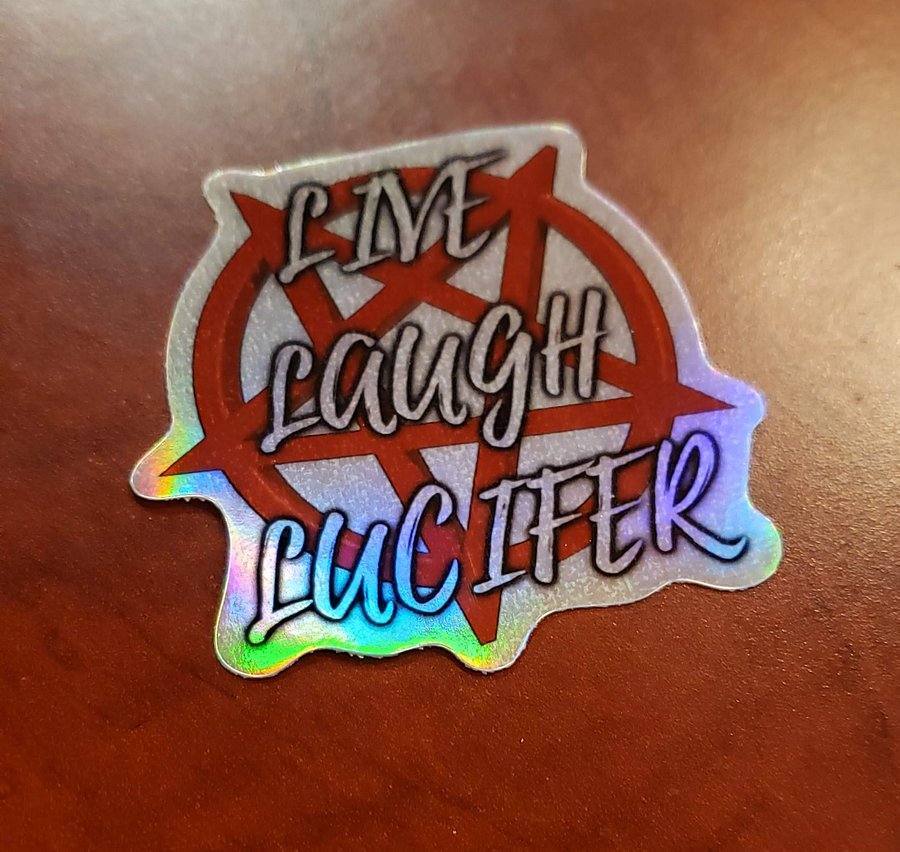 Live Laugh Lucifer Iridescent Holographic Stickers product image (3)