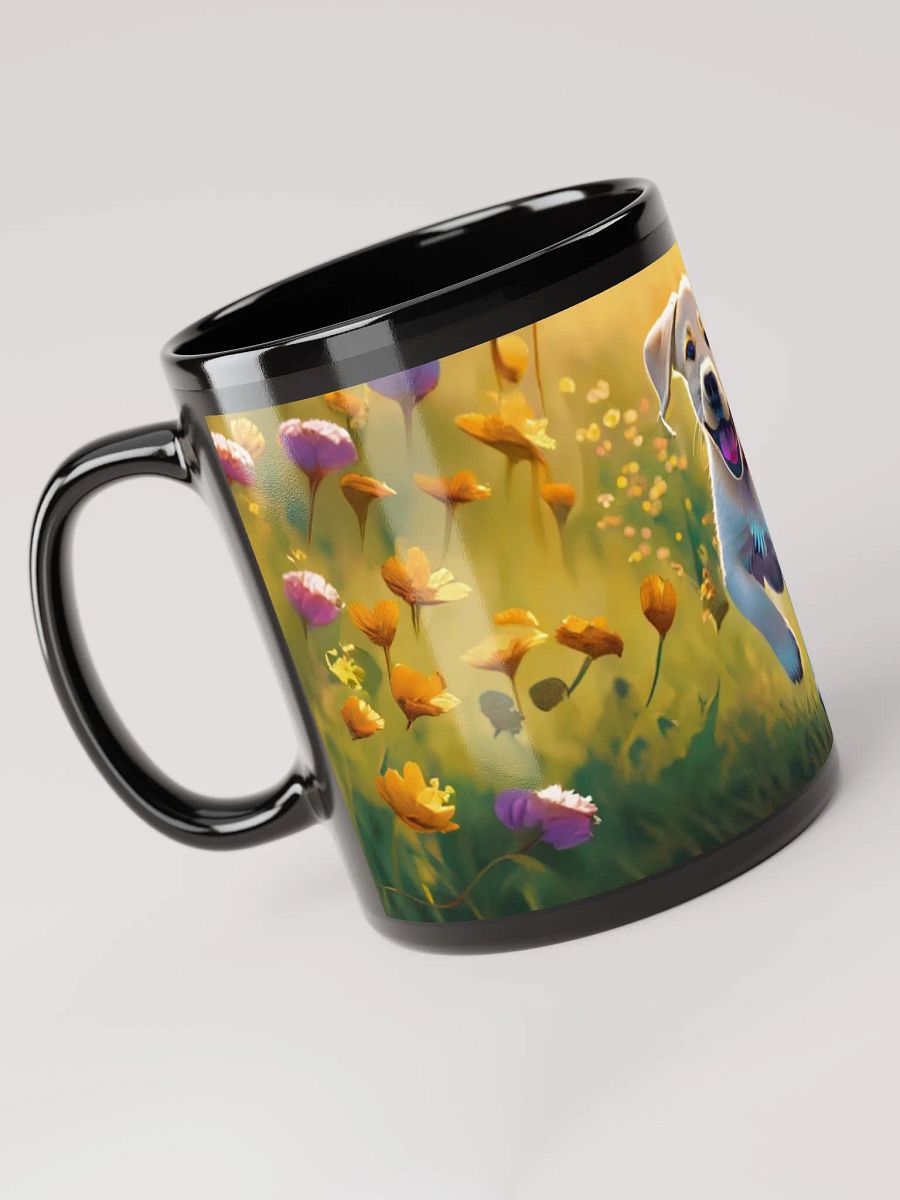 Blooming Buddies: Black Glossy Mug for Labrador Retriever Lovers product image (5)