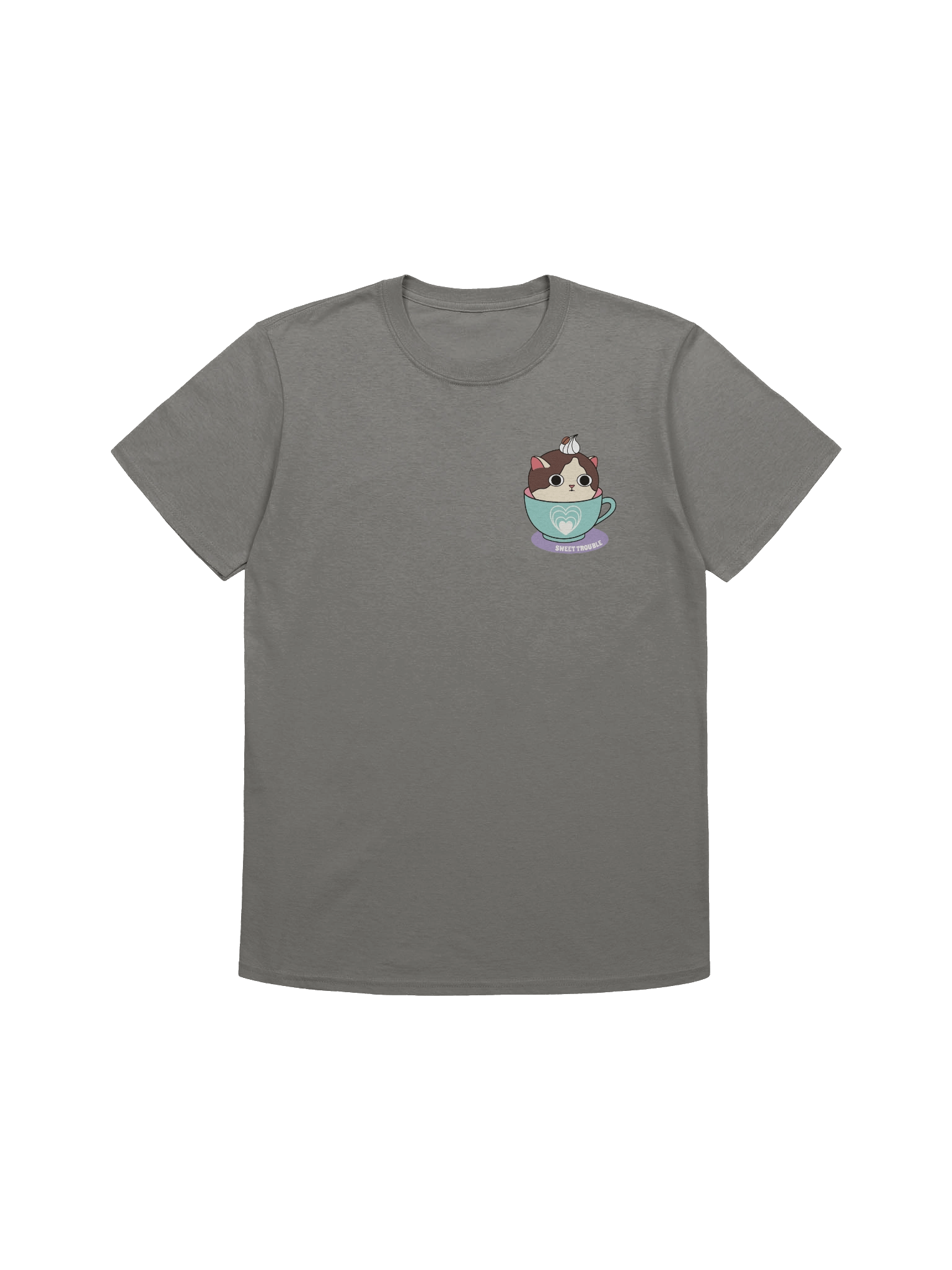 Sweet Trouble (Coffee Cat - Left Chest and Back Prints) - Unisex Adult Super Soft Lightweight T-shirt product image (4)