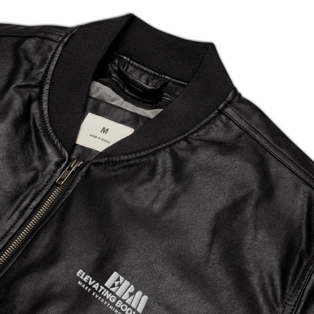 EBM Leather Bomber Jacket (White Logo) product image (2)