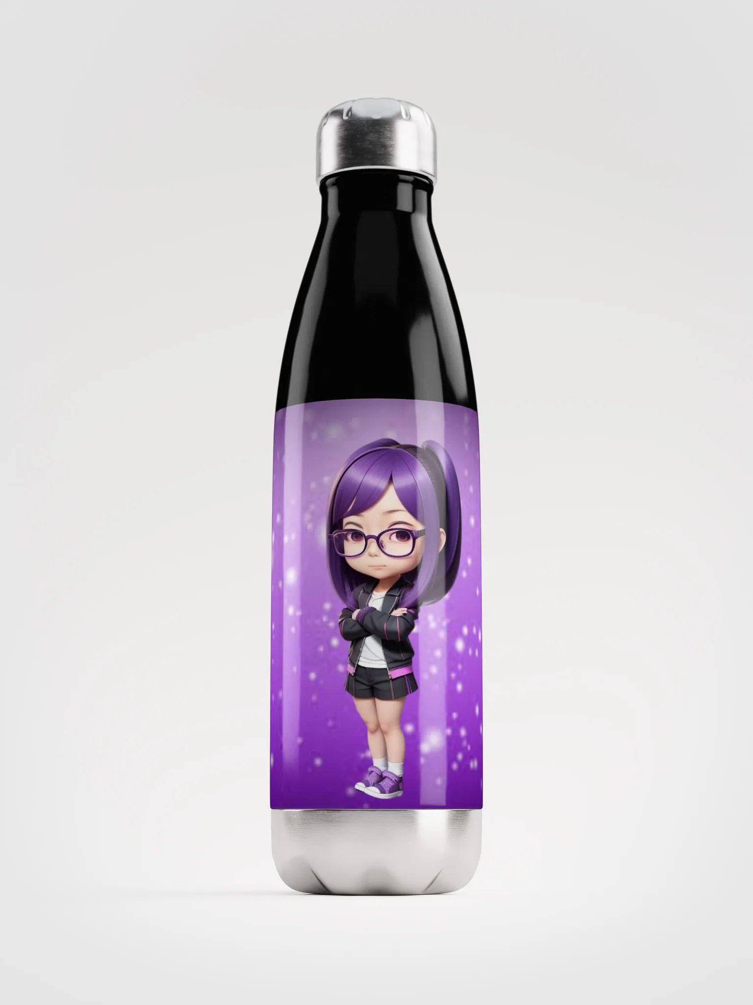 (Purple CHIBI) K Stainless Steel Water Bottle product image (1)