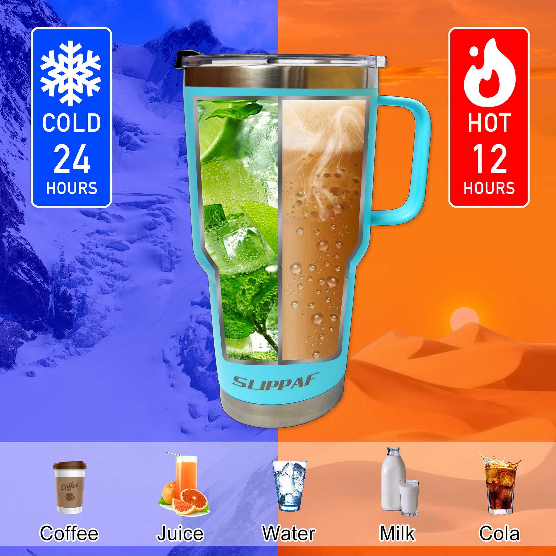 2 pack Tumbler 20 + 30 Oz With Handle, Lid and Straw product image (4)