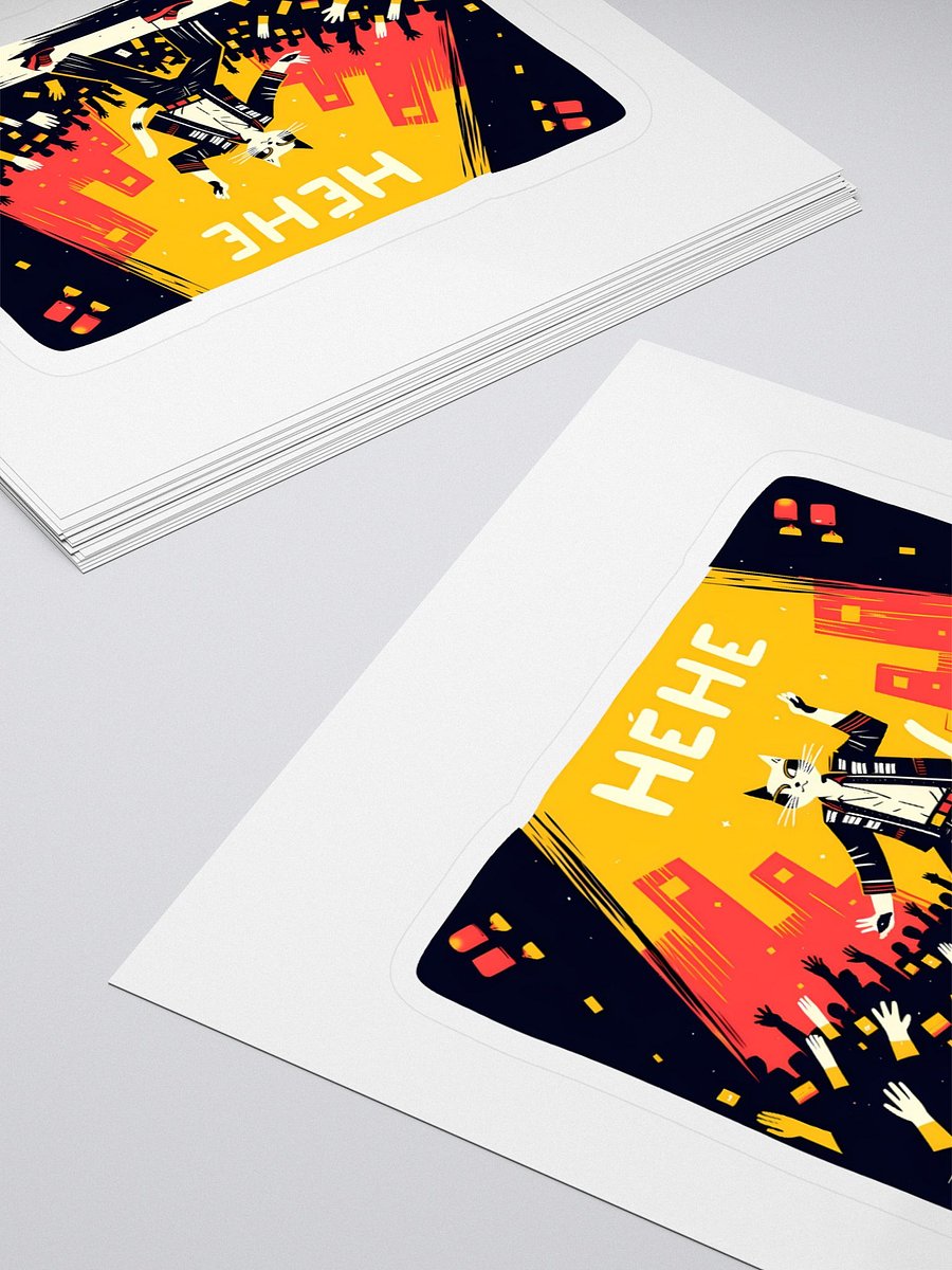 Urban Cat Concert Design | 'HEHE' Stickers product image (4)