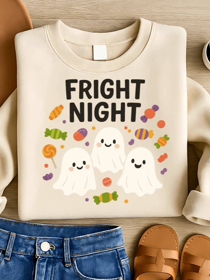 Haunted Candy Ghosts Sublimation PNG – “Fright Night” Halloween T-Shirt Clipart – Cute & Spooky Design – 300 DPI Instant Digital Download product image (1)