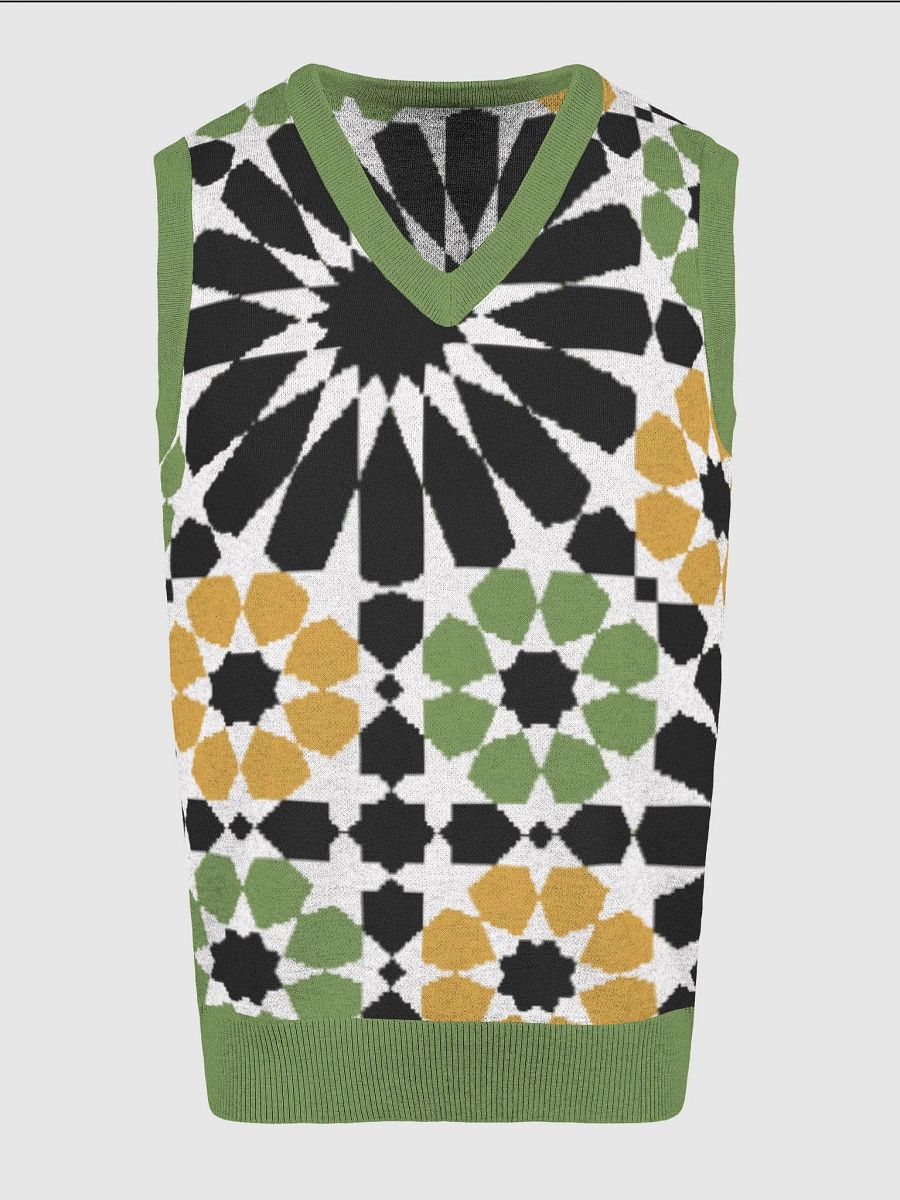 White Green Alhambra Mosaic Tile Knitted Relaxed Vest product image (11)