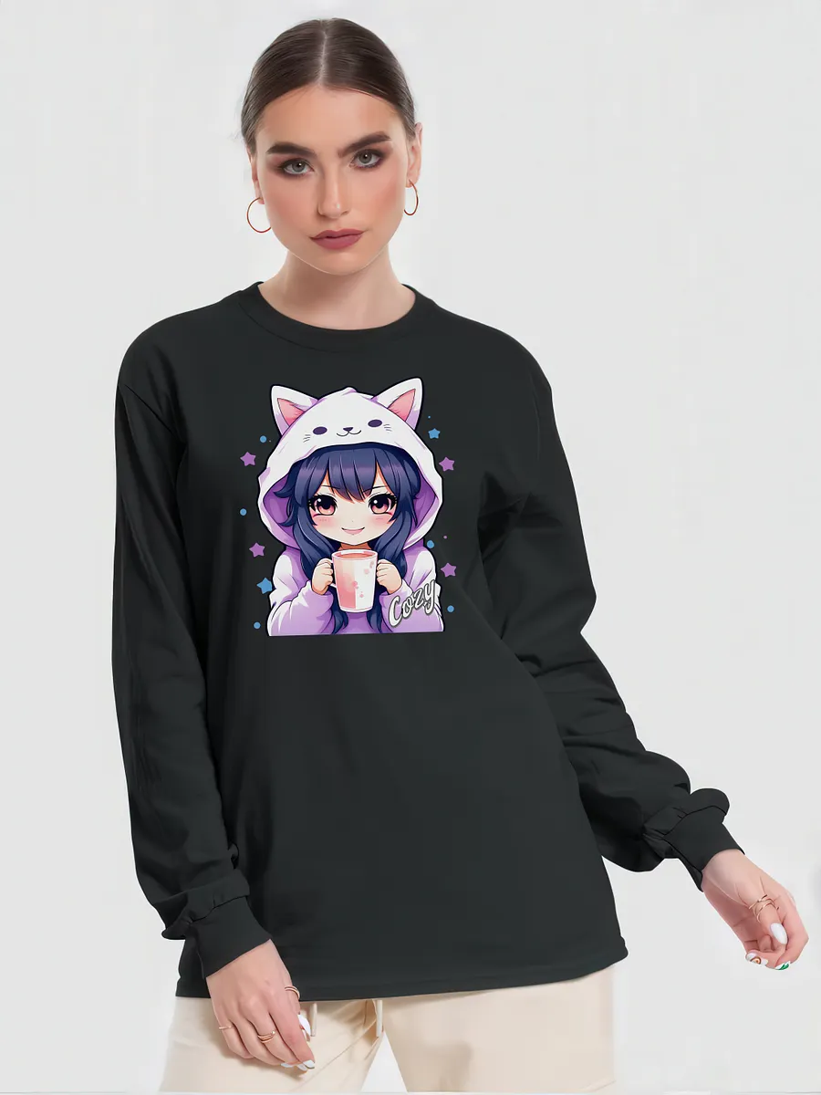 Cozy Kawaii Anime Girl v1 - Gildan Ultra Cotton Unisex Long Sleeve T-Shirt product image (1)