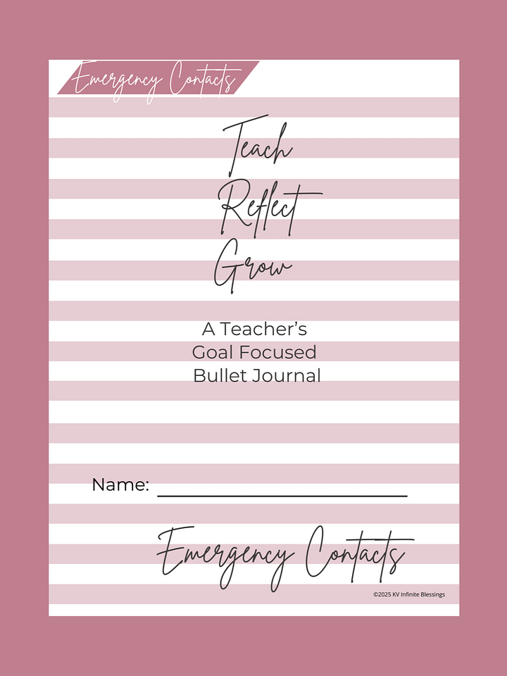 Emergency Contacts | Digital & Printable Bullet Journal Layout for Educators product image (1)