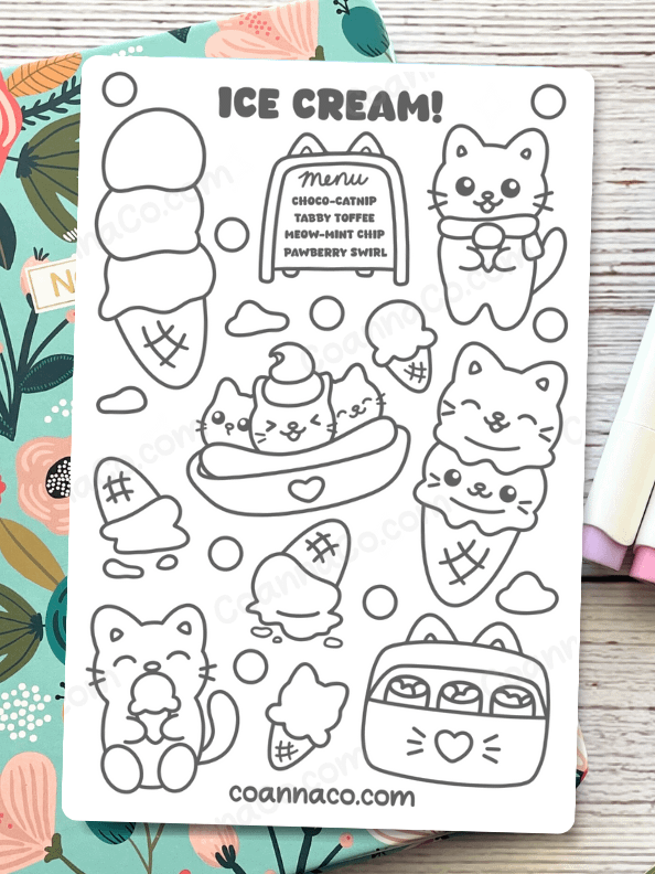 Ice Cream Coloring Sticker Sheet product image (1)