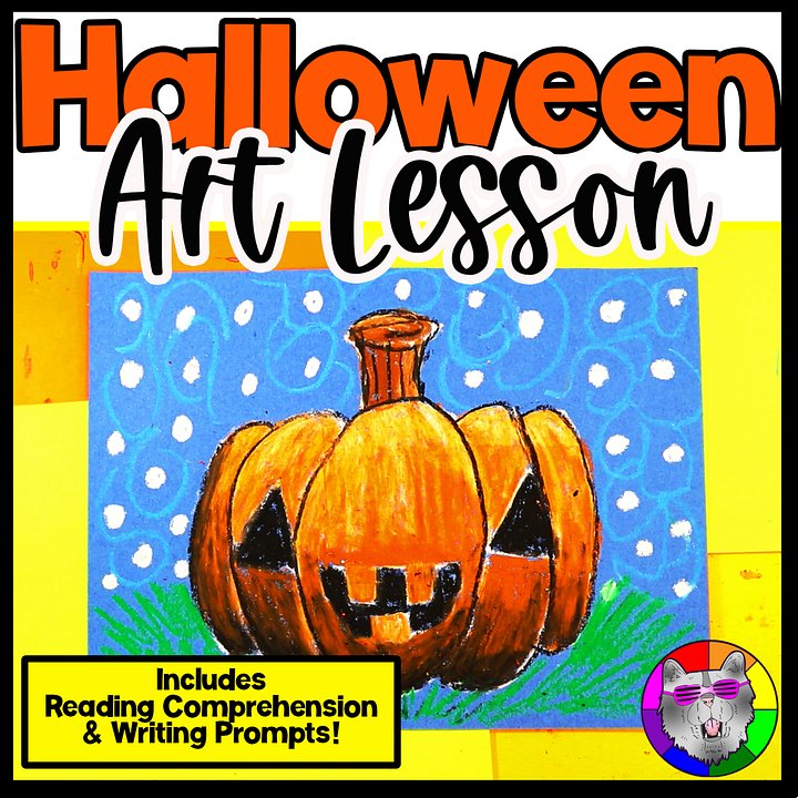 Halloween Jack-O’-Lantern Art Lesson with Reading, Writing & Step-by-Step Tutorial (Grades 1–4) product image (1)