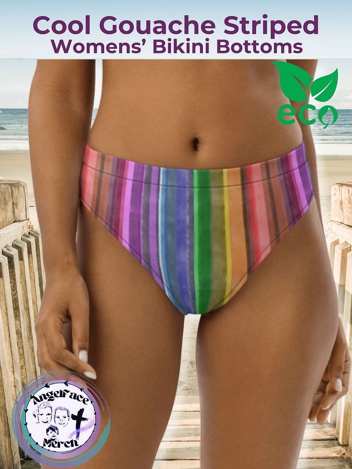 Cool Gouache Striped Eco-Green Bikini Swimsuit Bottoms product image (1)