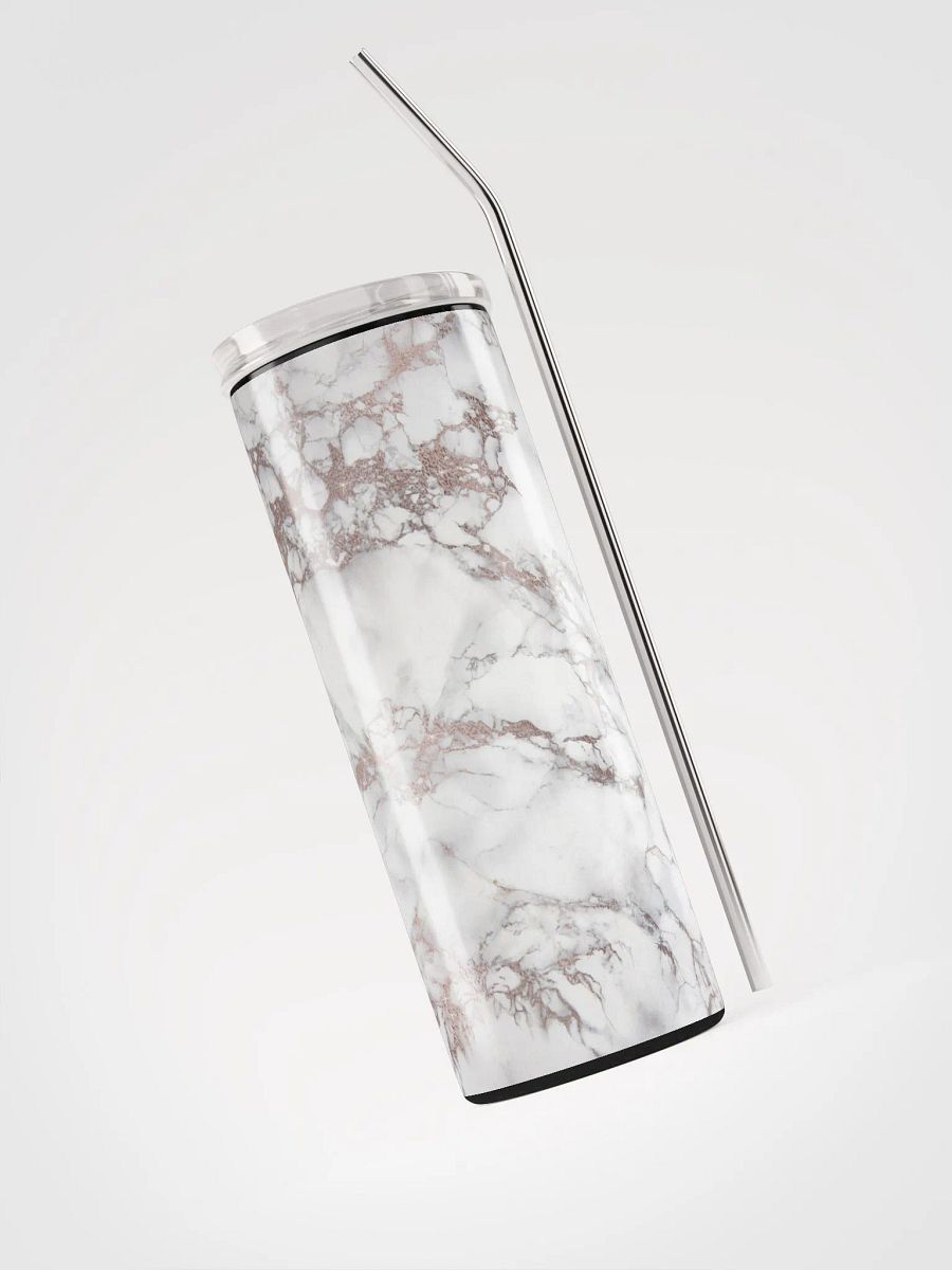 Elegance Defined: Marble Rose Gold Print Stainless Steel Tumbler | Eco-Friendly 20 oz Tumbler with Reusable Straw! product image (3)