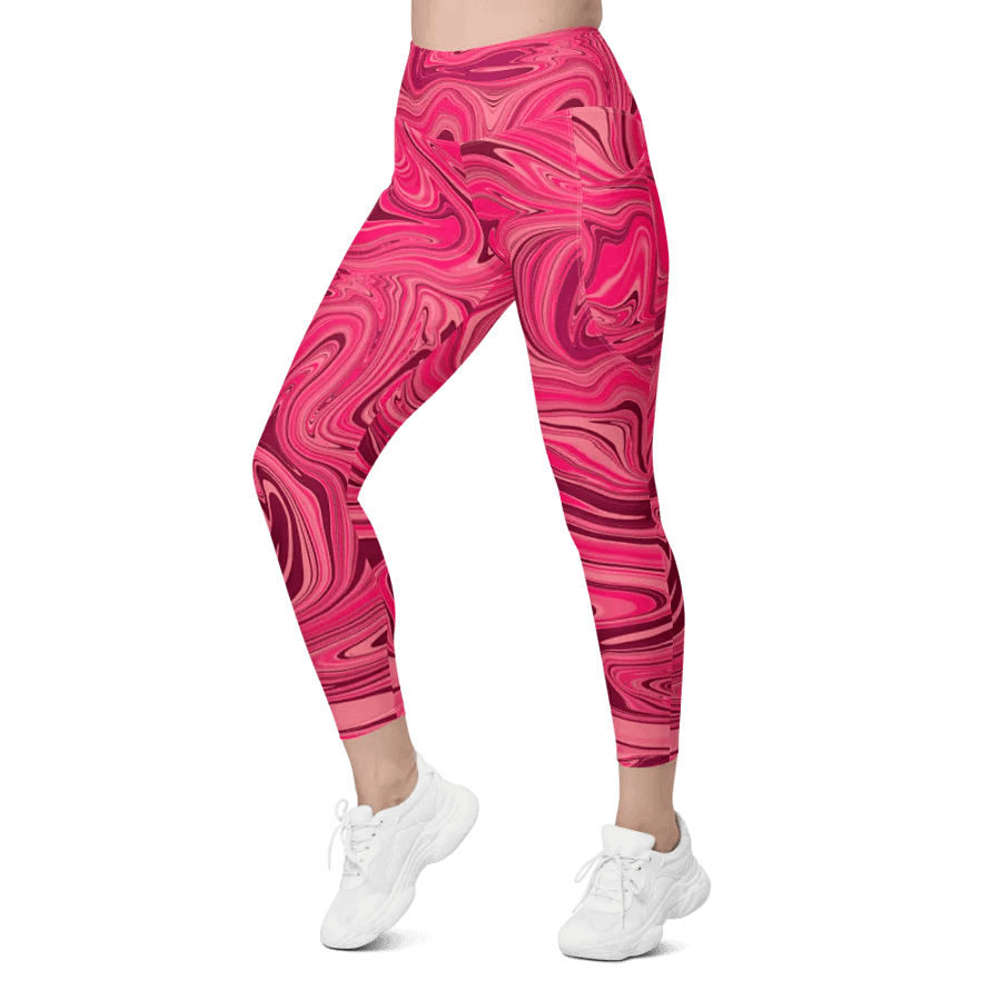 Leggings with Pockets - Shades of Magenta Pink Digital Fluid Art product image (12)