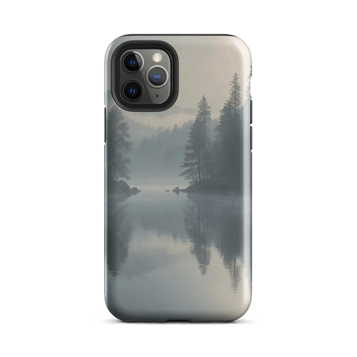 Tranquil Mist iPhone Tough Case – Serene Lake Landscape Design product image (25)