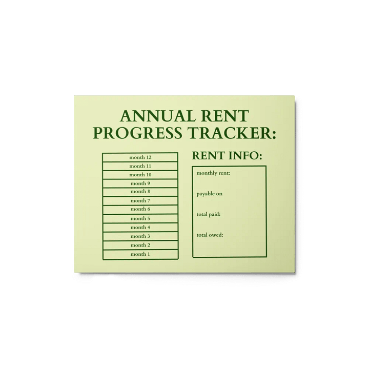 HIGHFALUTIN ANNUAL RENT TRACKER (forest design 3) product image (1)