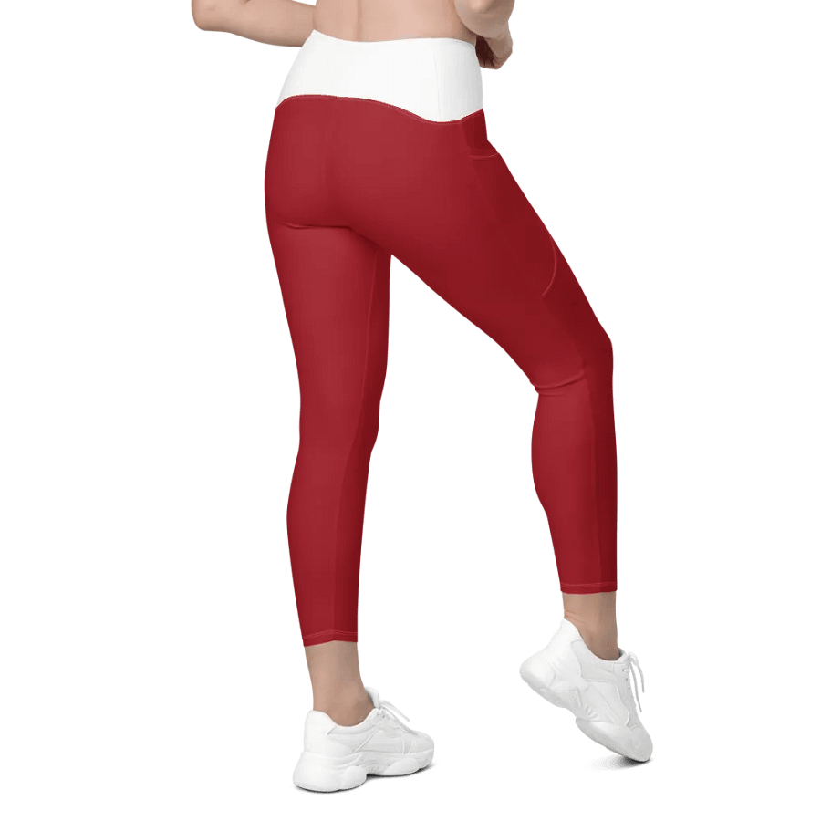 Women's Gingham Cherry High Waisted Leggings, Red product image (7)