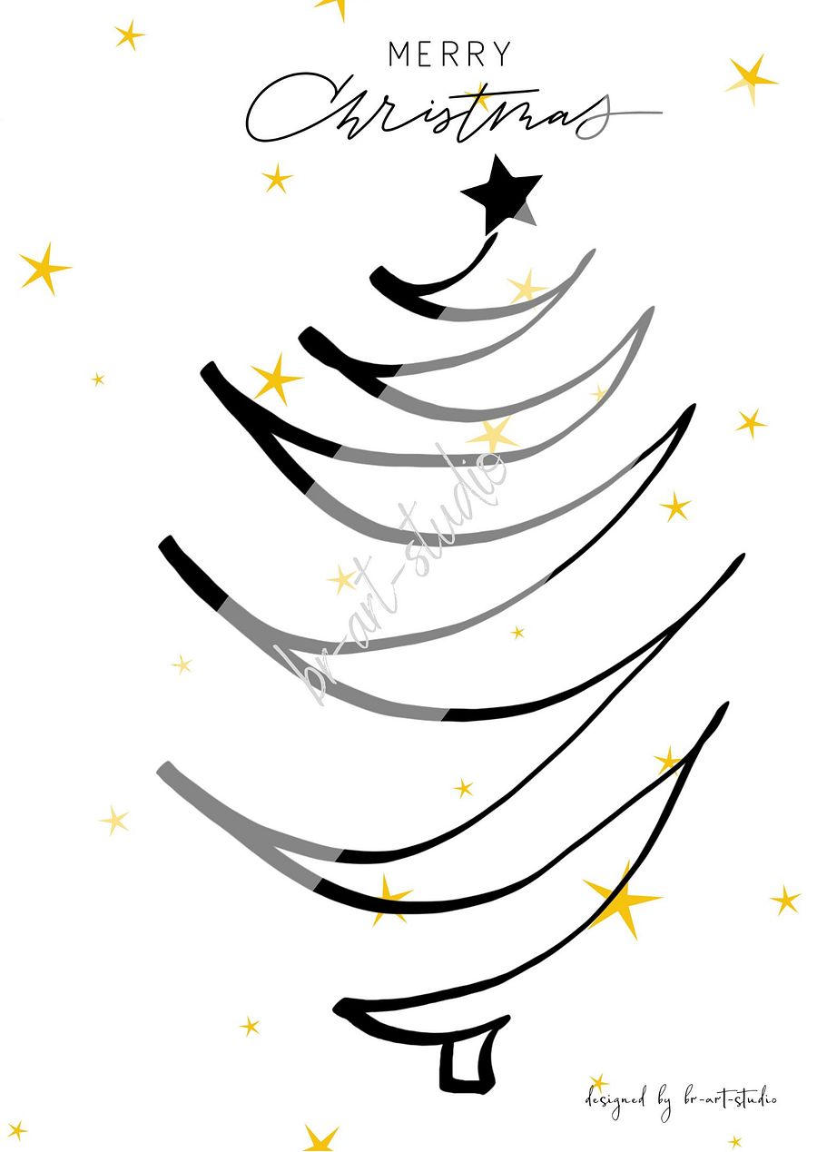 Foldable Christmas card, minimalistic Christmas tree product image (3)