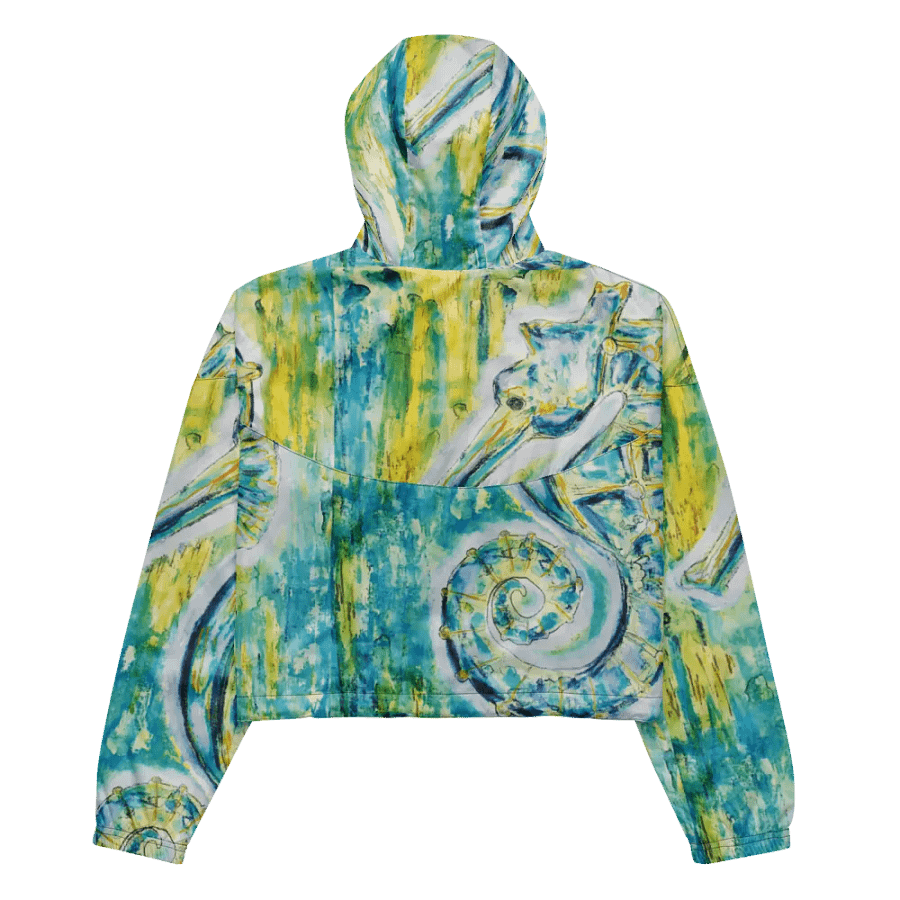 Ocean Majesty | Painted Seahorse | Women’s Cropped Windbreaker | Lightweight, Water-Resistant & Coastal Chic product image (5)