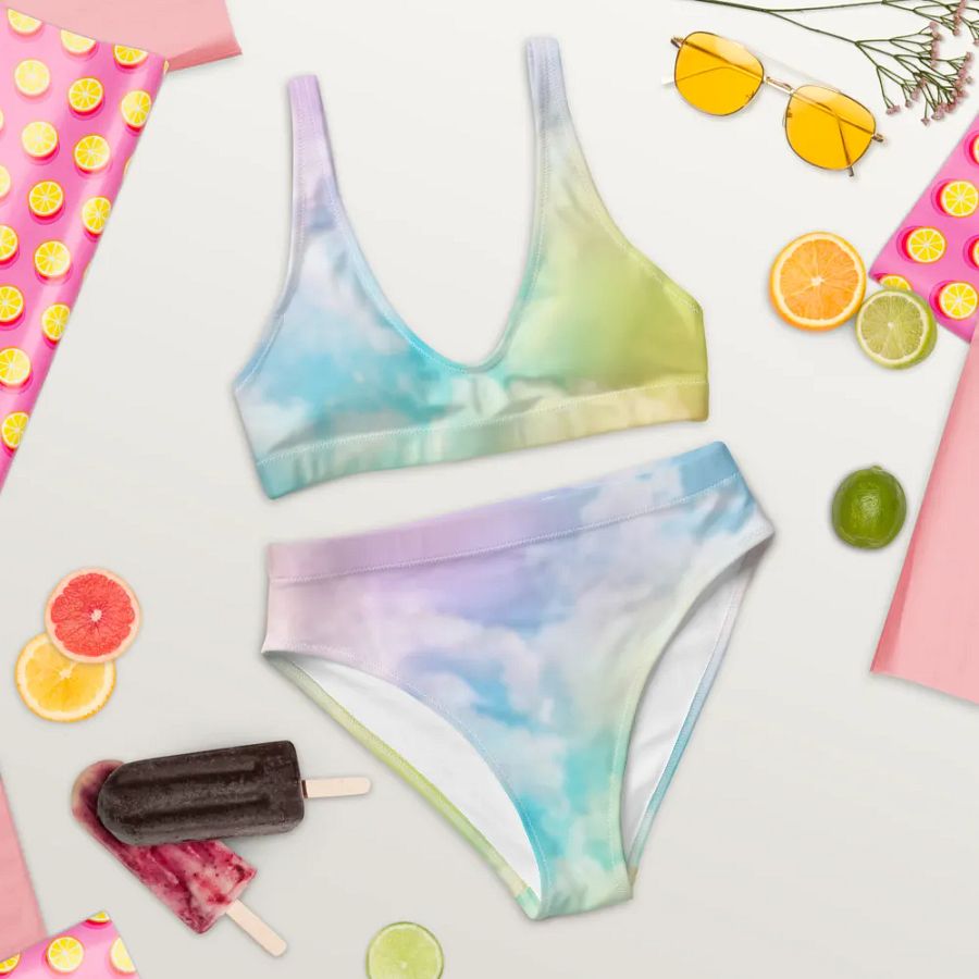 Blur cloud rainbow Design High Waisted Bikini - V5 product image (9)