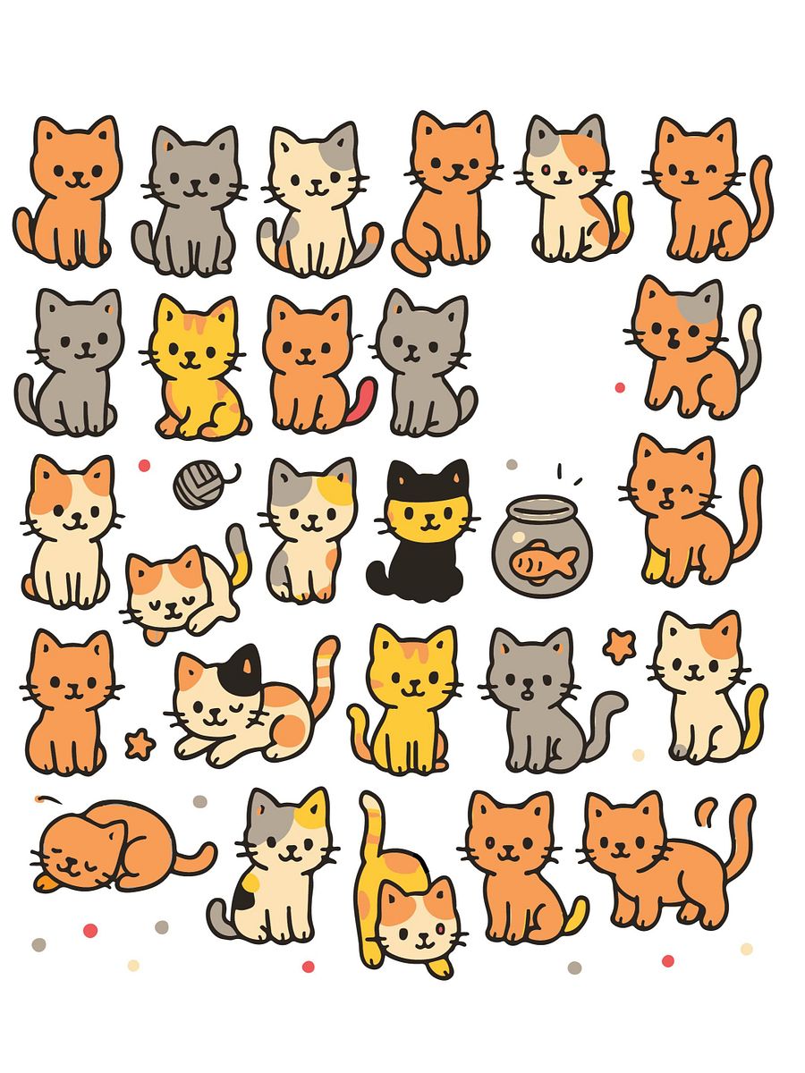 Playful Kittens Doodles – Vector Illustrator File for Creative Projects product image (8)