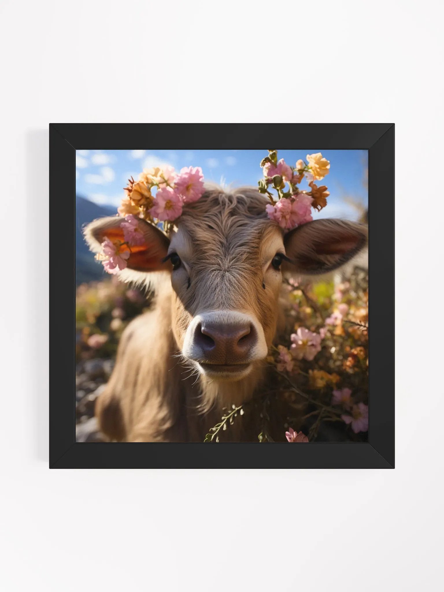 Cow In a Field of Flowers Farm Animal Wall Art product image (1)