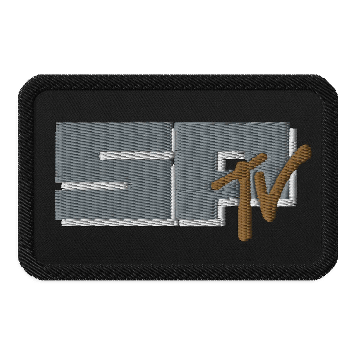 SP TV Patch - Embroidered - Rectangle. Grey and brown product image (1)