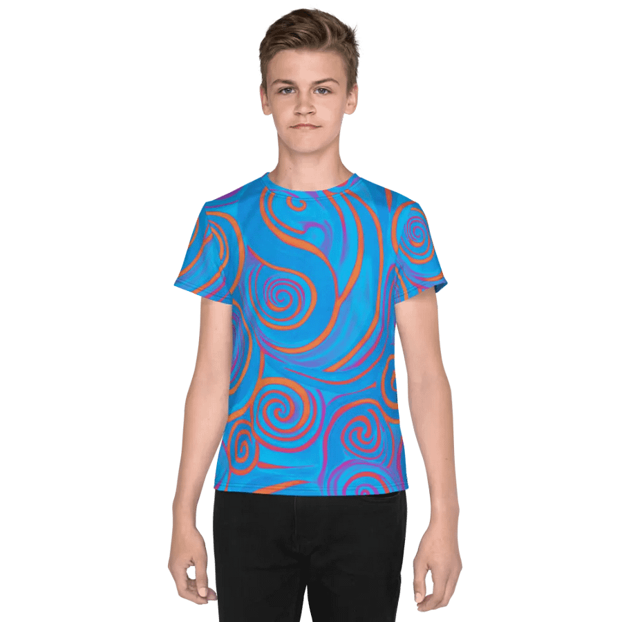 Funky Blue Dreams Liquid Tie-Dye Youth Crew Neck Tee product image (6)