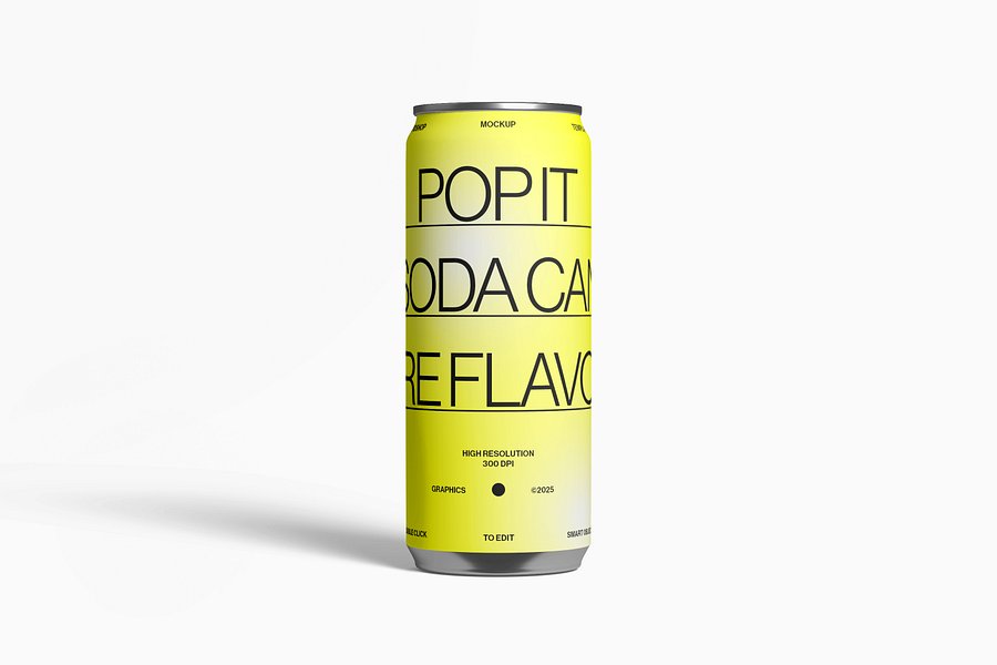 Tall Soda Can Mockup Front View product image (1)