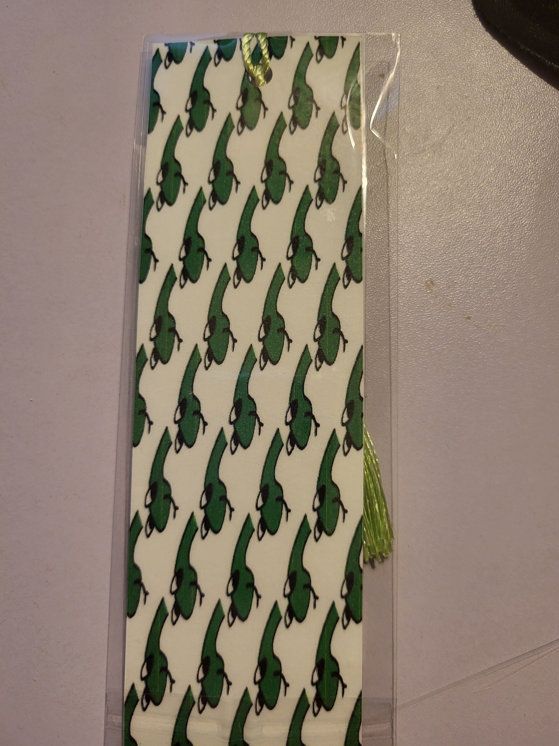Cute Cartoon Green Gardner Snake Pattern Laminated Bookmark with Tassel for the Reptile Loving Book Reader in Your Life product image (3)