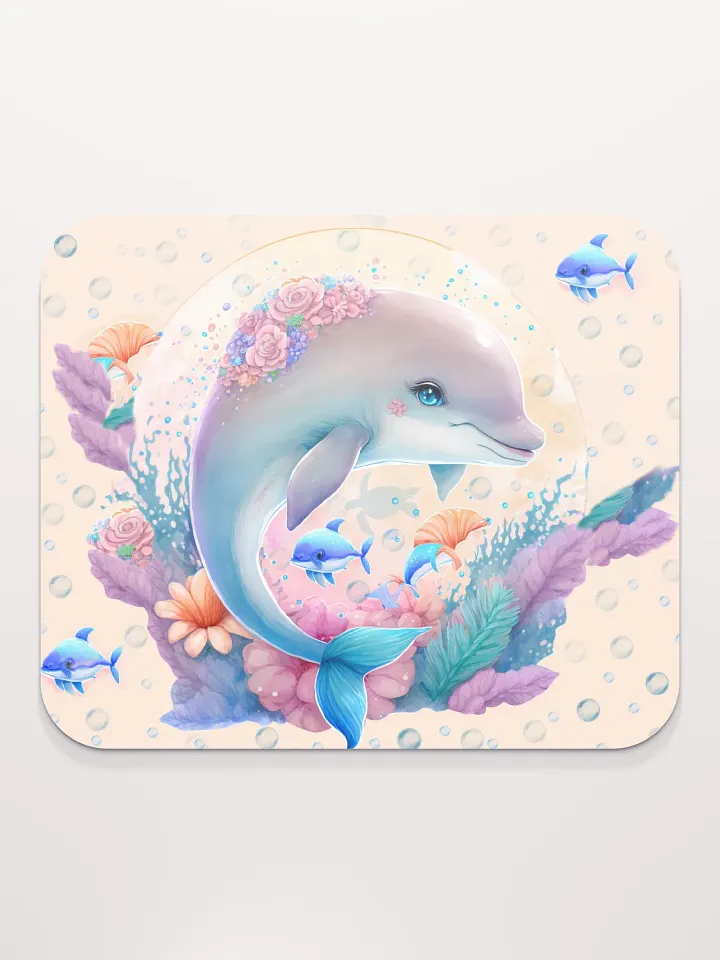 Beautiful Dolphin with Pink Flowers Mousepad product image (2)