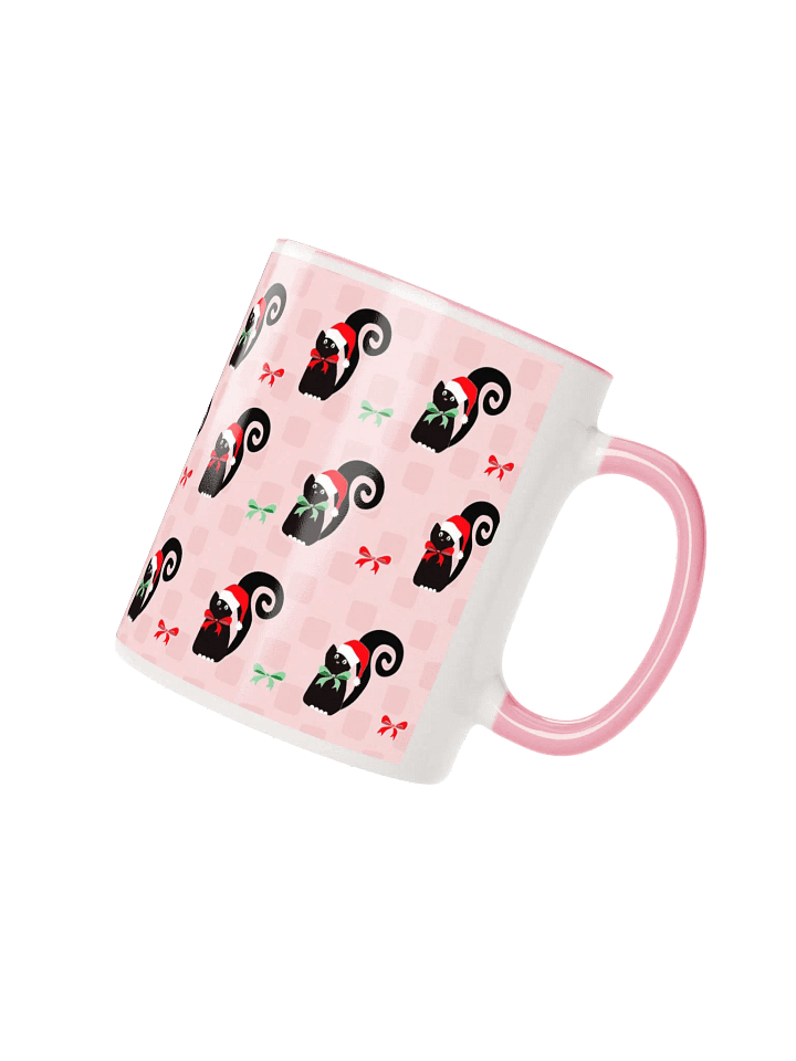 Black Christmas Kitties In-A-Row on Pink on Ceramic Mug product image (2)