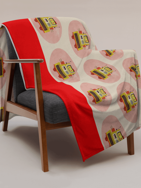 Atomic Robot Party - Blanket in Beige and Pink product image (2)