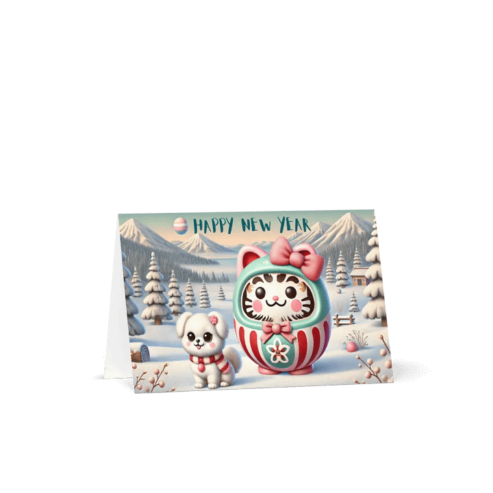 Festive Furry Friends Daruma New Year Card product image (1)