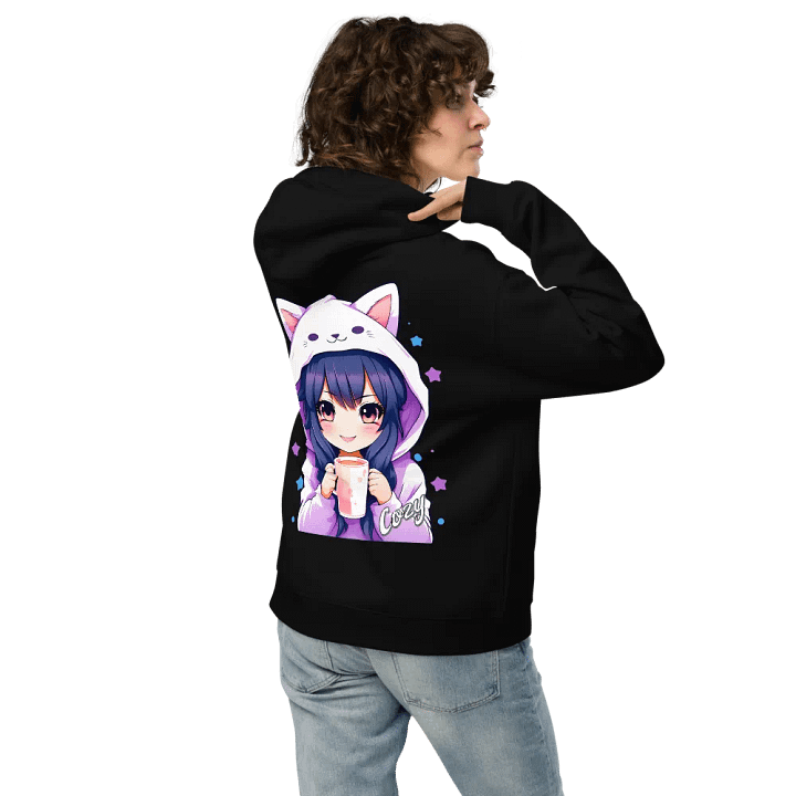 Cozy Kawaii Anime Girl - Premium Hoodie - Black - Back Printed Design product image (2)