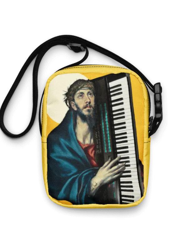 Christ Carrying the DX7 by Frank Fonik, Techno EDM Utility Crossbody Bag product image (1)