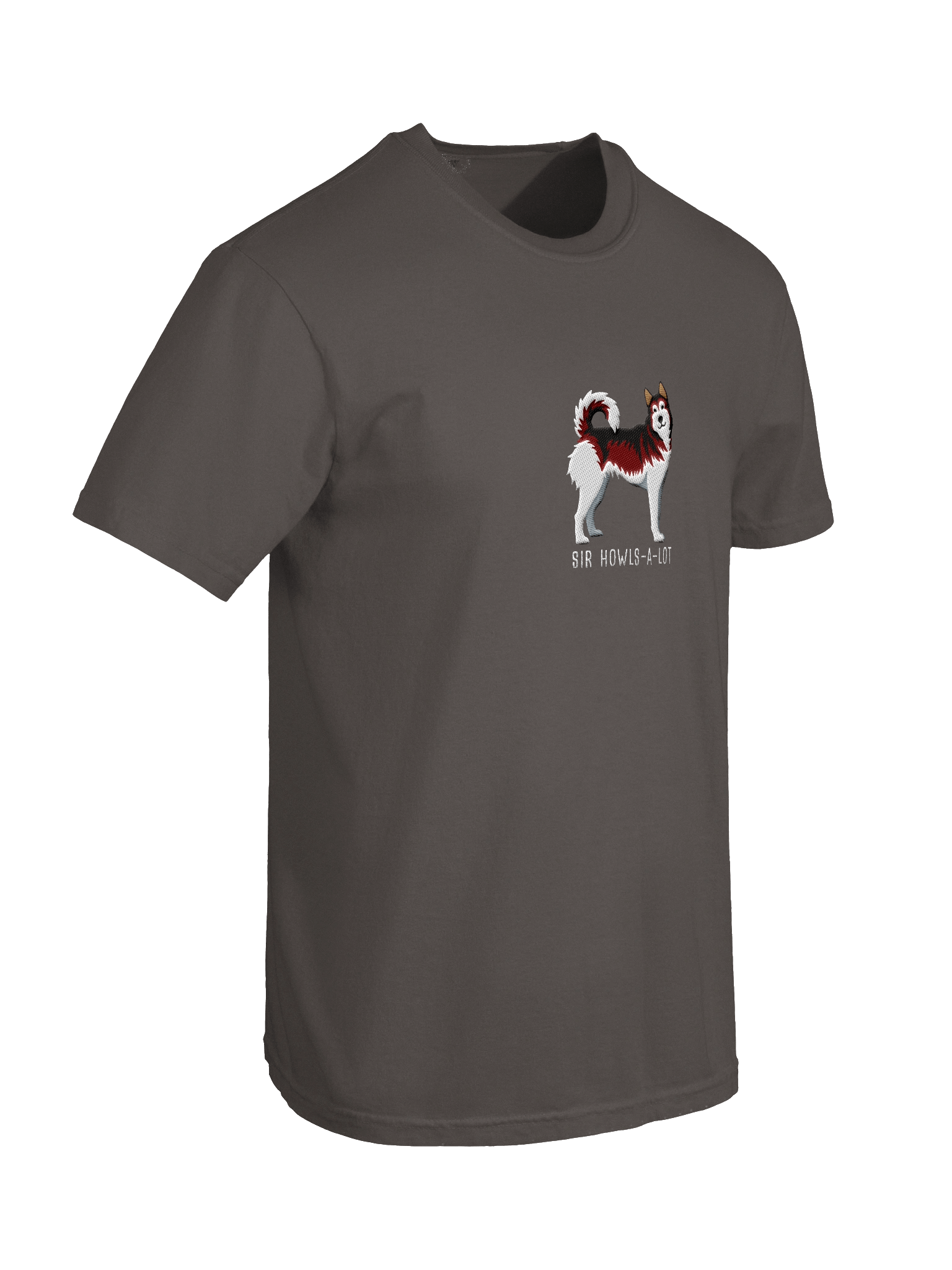 Sir Howls-A-Lot T-Shirt(Embroidered) of a Siberian Husky(Red) product image (48)