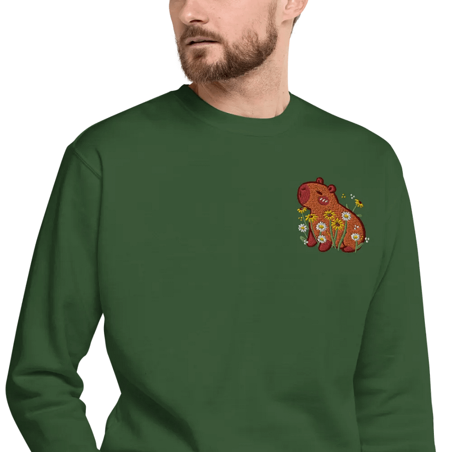 Peaceful Capybara Floral Embroidered Premium Sweatshirt product image (5)