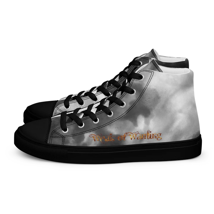 Weak Of Wanting Men's High Top Canvas Fire Logo Grey Sky Shoes product image (1)