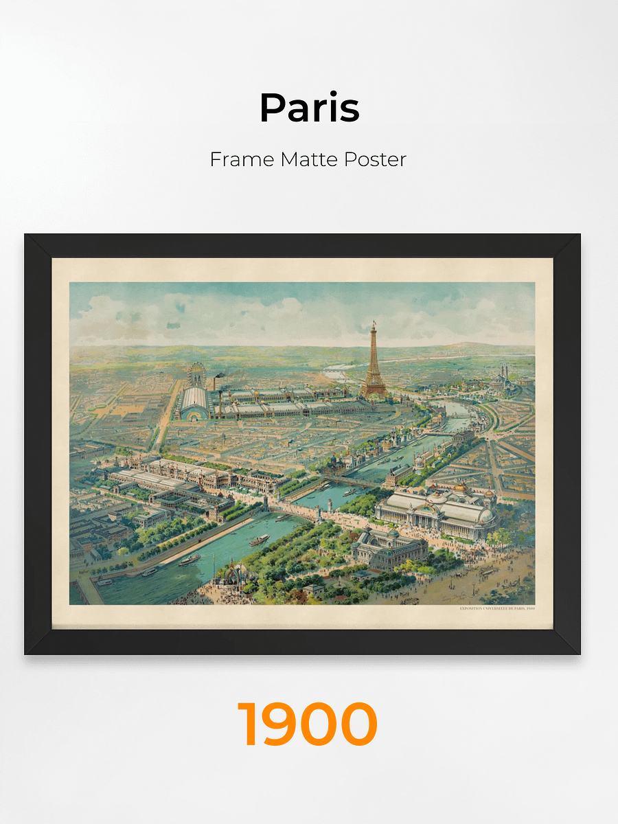 Paris 1900 Framed Poster Print – Hand-Drawn Historic City View product image (5)